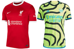 Liverpool v Arsenal 2023-24 Shirts