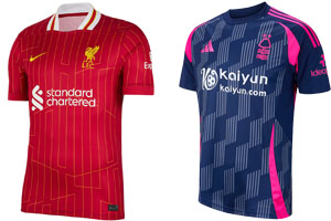 Liverpool v Nottingham Forest 2024-25 Kits