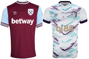 West Ham v Bournemouth 2024-25 Kits