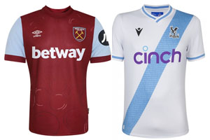 West Ham v Crystal Palace 2023-24 Shirts
