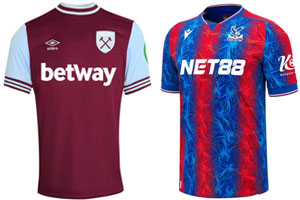 West Ham v Crystal Palace 2024-25 Kits