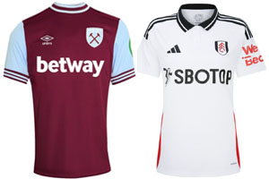 West Ham v Fulham 2024-25 Kits