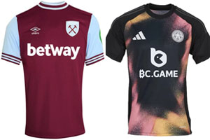 West Ham v Leicester City 2024-25 Kits