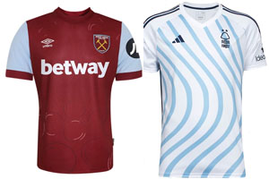 West Ham v Nottingham Forest 2023-24 Shirts