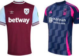 West Ham v Nottingham Forest 2024-25 Kits