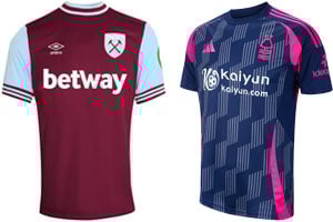 West Ham v Nottingham Forest 2024-25 Kits