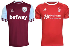 West Ham v Nottingham Forest 2024-25 Kits