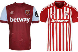 West Ham v Olympiacos Piraeus 2023-24 Shirts-Recovered