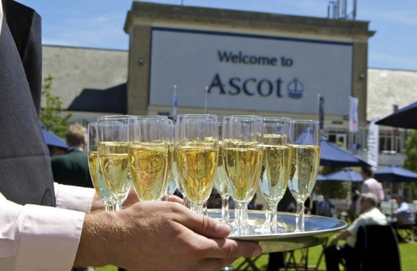 Champagne reception Trackside Restaurant Hospitality, Royal Enclosure, Royal Ascot, Ascot Racecourse 2024