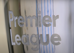 Premier League trophy close up