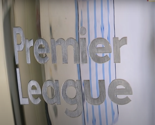 Premier League trophy close up