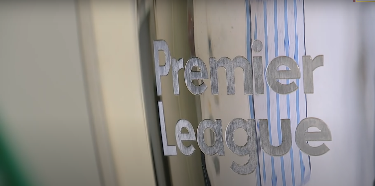 Premier League trophy close up
