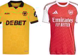 Wolves v Arsenal 2025-26 Kits
