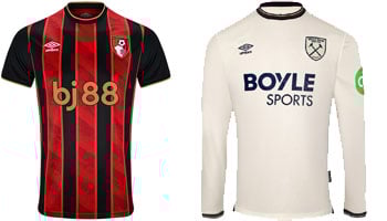 Bournemouth v West Ham 2025-26 Kits