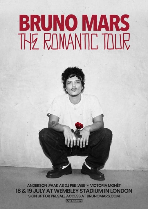Bruno Mars – Wembley Stadium - The Romantic Tour - VIP Hospitality Packages