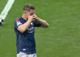 Viktor Gyokeres celebrates Arsenal's opener against Atletico Madrid